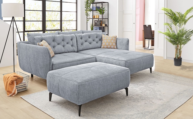 Hocker Salo Stoffbezug Hellgrau 111x45x79 cm