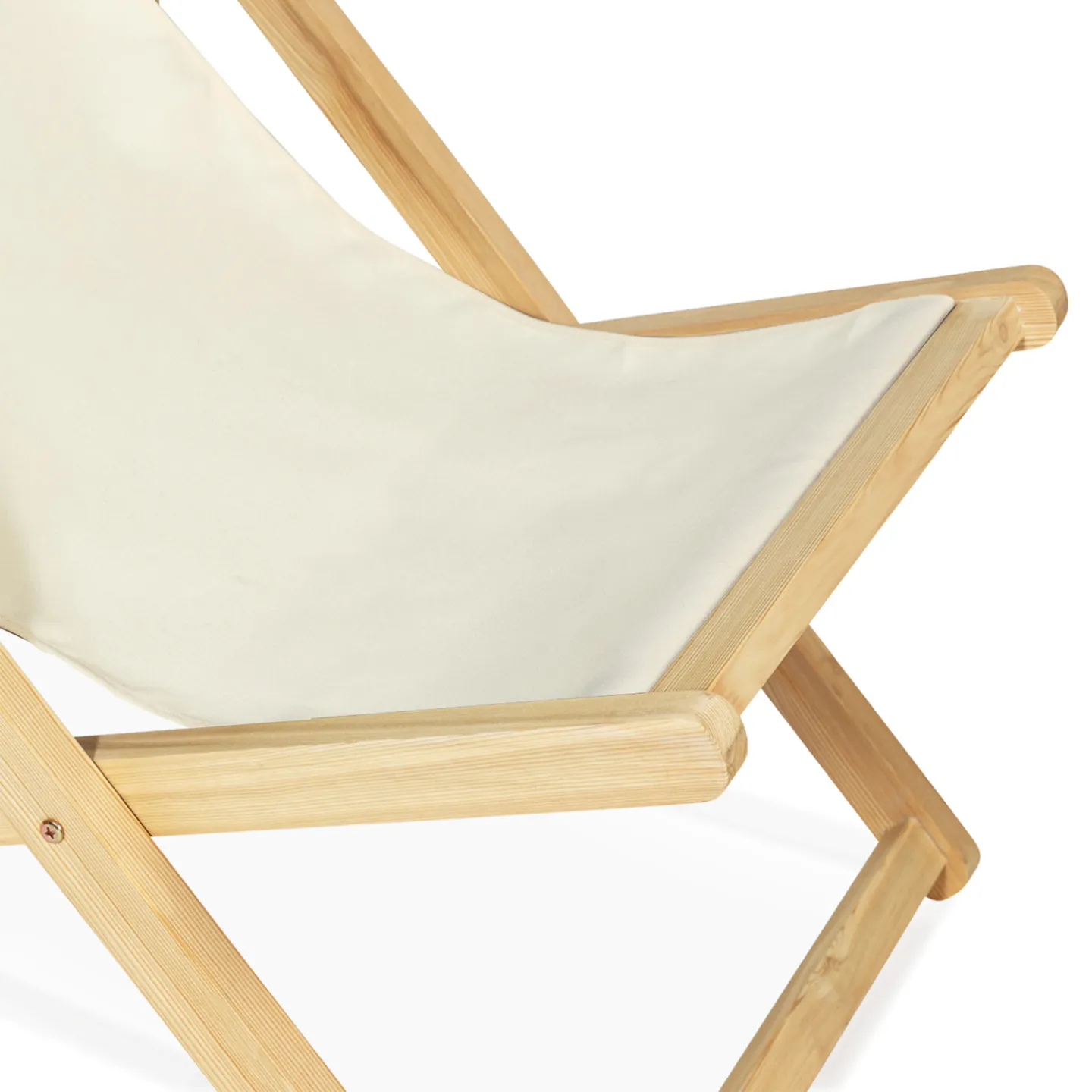 Lot de 2 chaises longues pliantes chilienne bois toile écrue