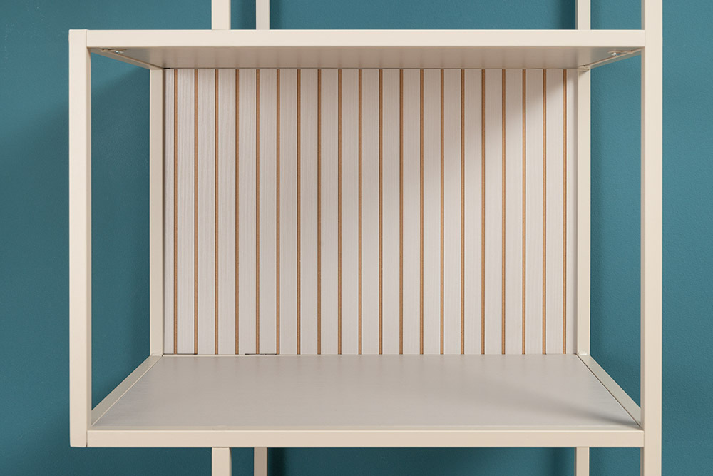 Modernes Bücherregal SLIM LINE 185cm champagner beige Metallgestell sechs Regalböden
