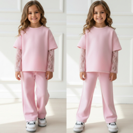 Soft Lace Lounge Set - roze