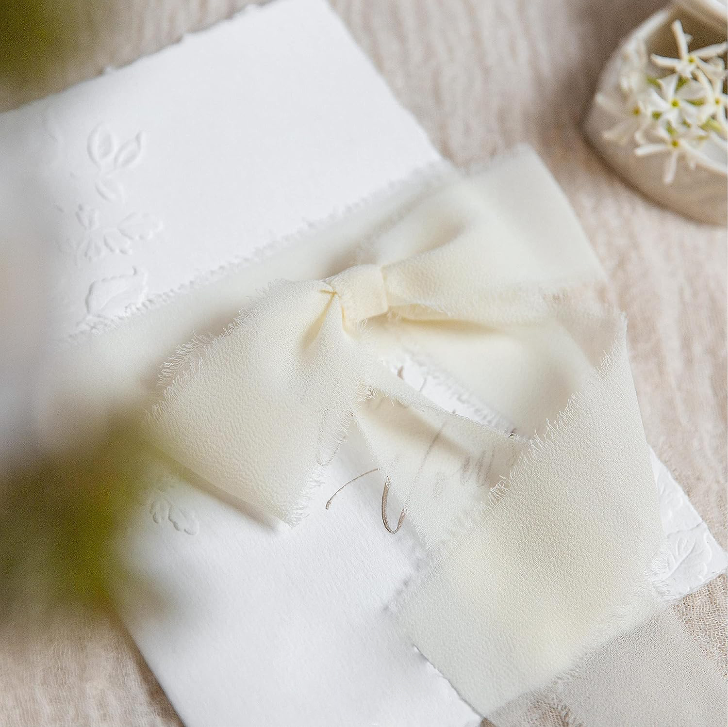 (3er Set) 4cmx5m Chiffon Geschenkband DIY Maschen Deko Band für Geburtstage / Hochzeiten / Taufe - Weiss