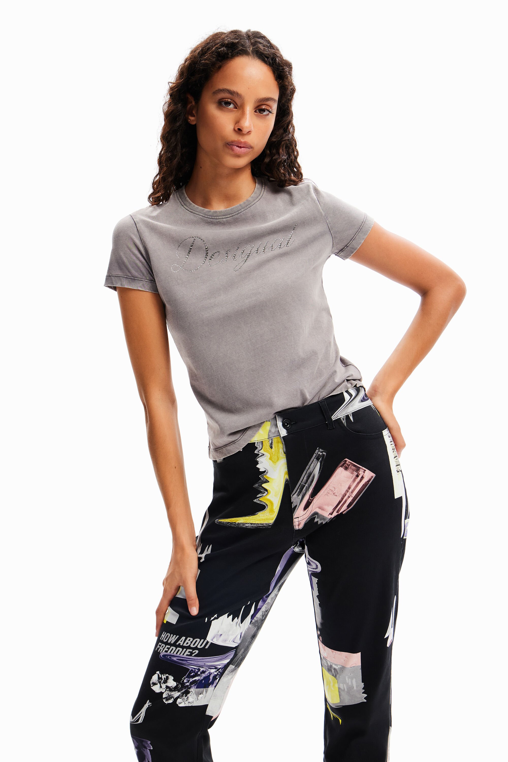 Pantalon droit collage