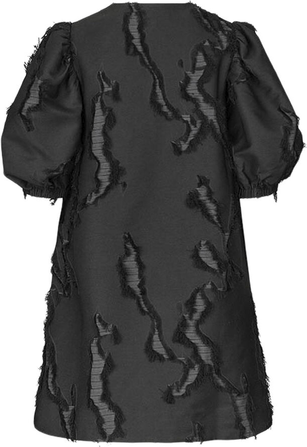Stine Goya Puffy Sleeves Mini Dress, 2253 Fil Coupe Twill Jet black