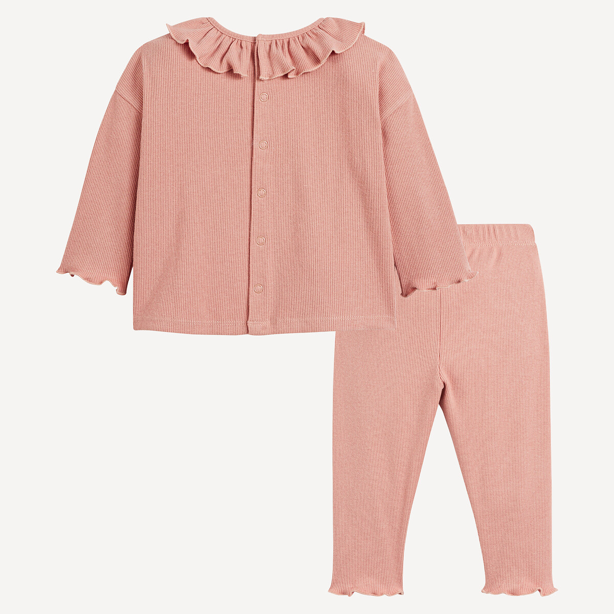 COLEÇÃO LA REDOUTE<br>Conjunto de 2 peças: camiseta e leggings em malha canelada