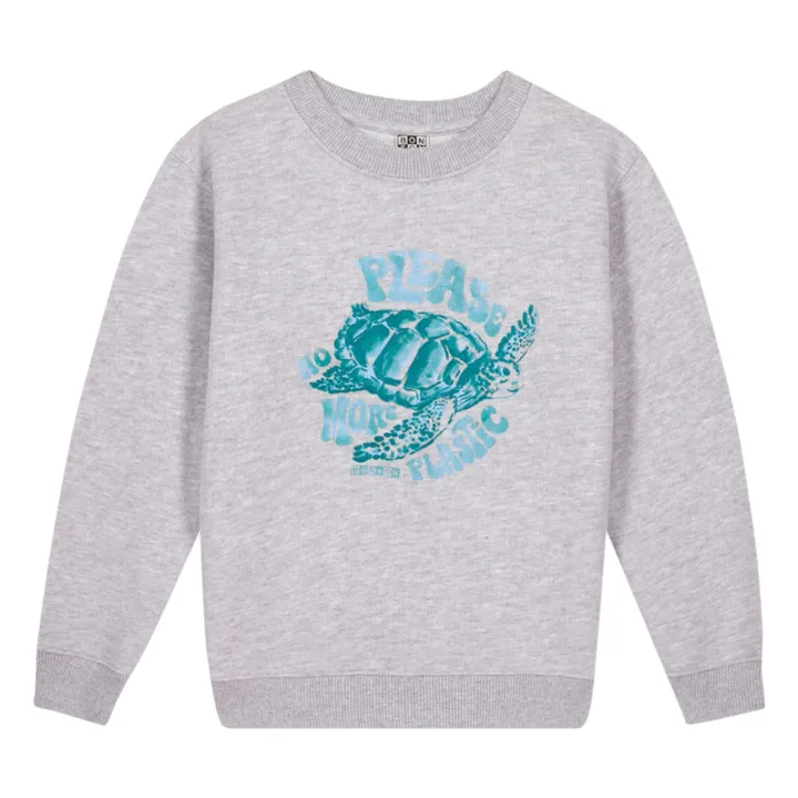Bonton Sweat Coton Bio Smile | Gris chiné