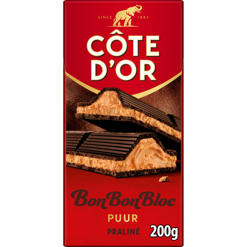 Côte d'Or BonBonBloc chocoladereep praliné puur