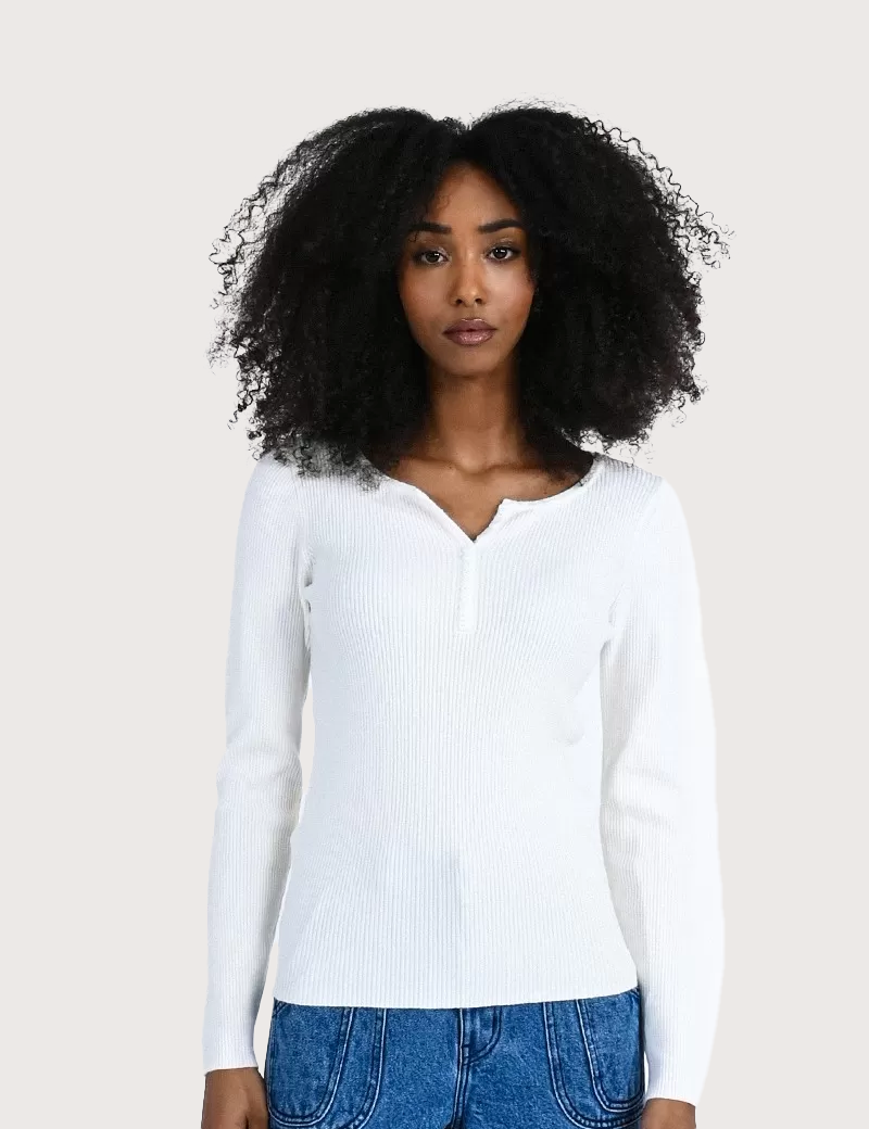 MOLLYBRACKEN PULL OUVERTURE COL V BLANC