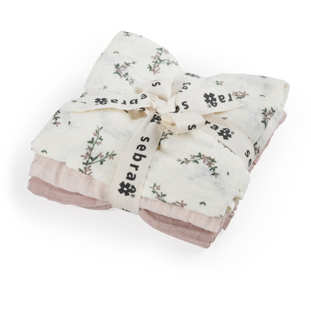 Køb Sebra Powder Blossom /Rose Muslin Stofbleer 3-Pak