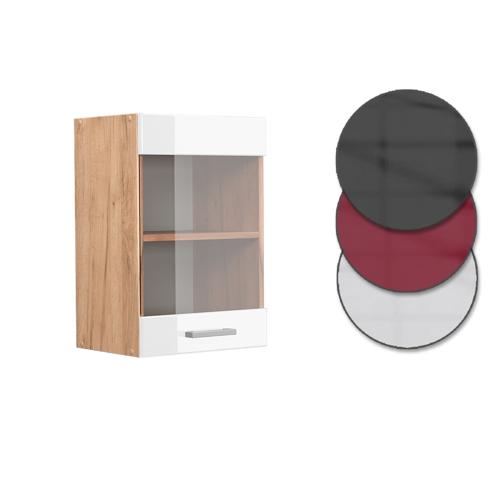 Vicco Hängeglasschrank Küchenschrank Küchenzeile R-Line 40 cm Goldkraft Weiß