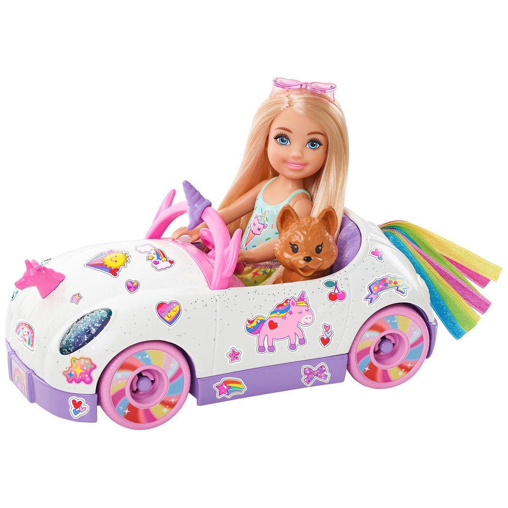 Barbie Chelsea Puppe mit Einhorn-Auto-Spielzeug