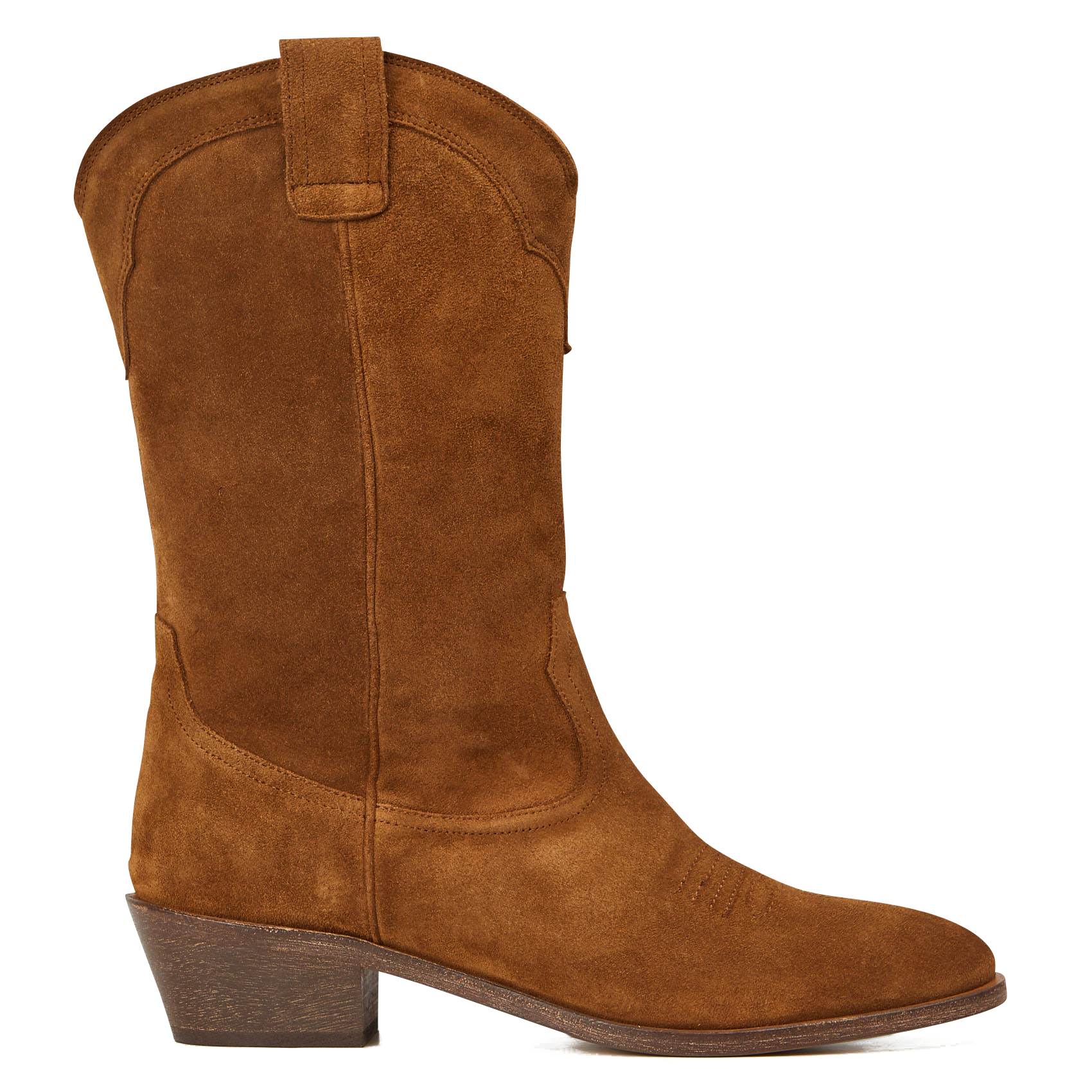 WELSON - Santiags en cuir velours| Marron