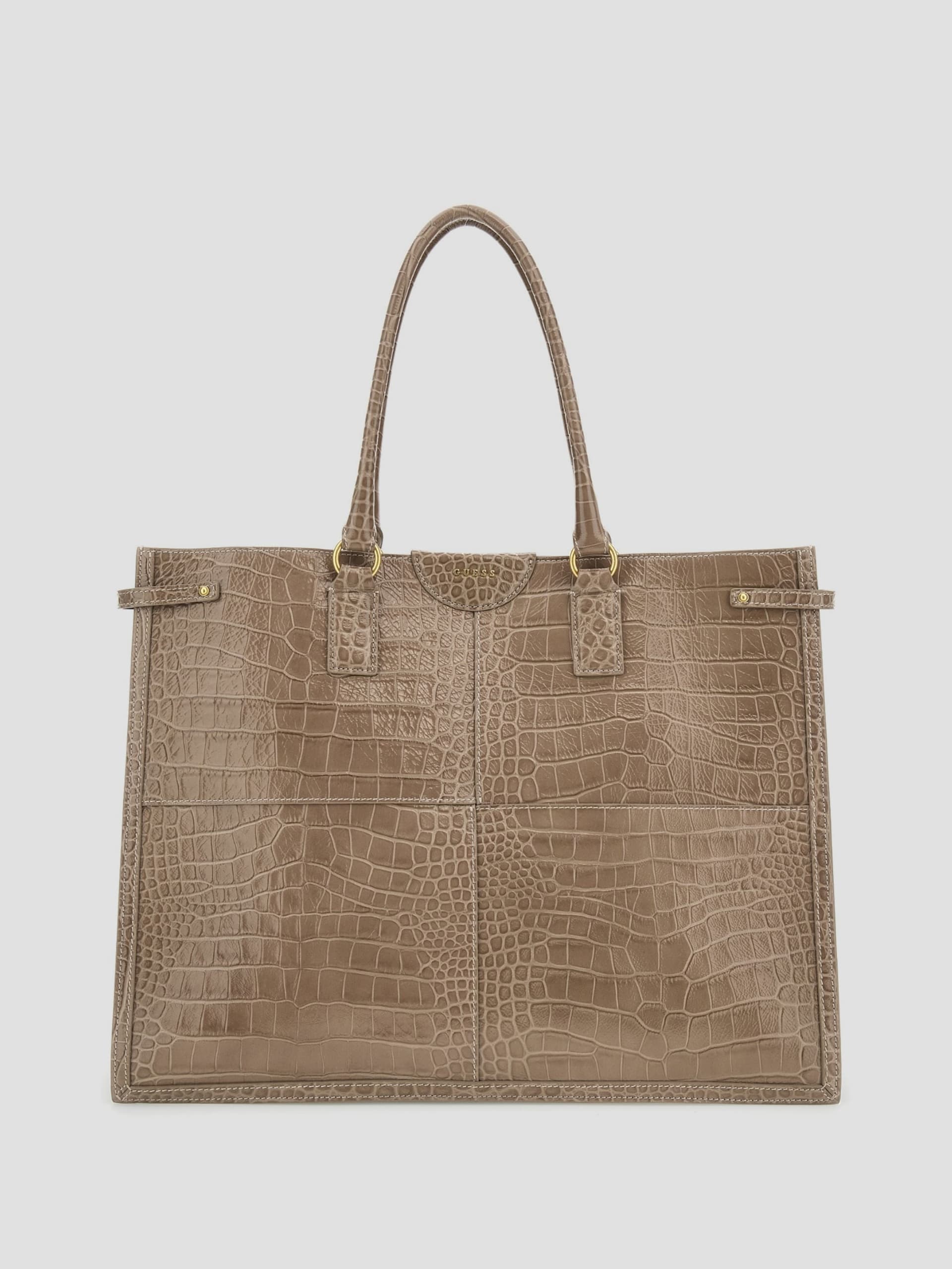 Bolsa Isa em couro com textura de crocodilo