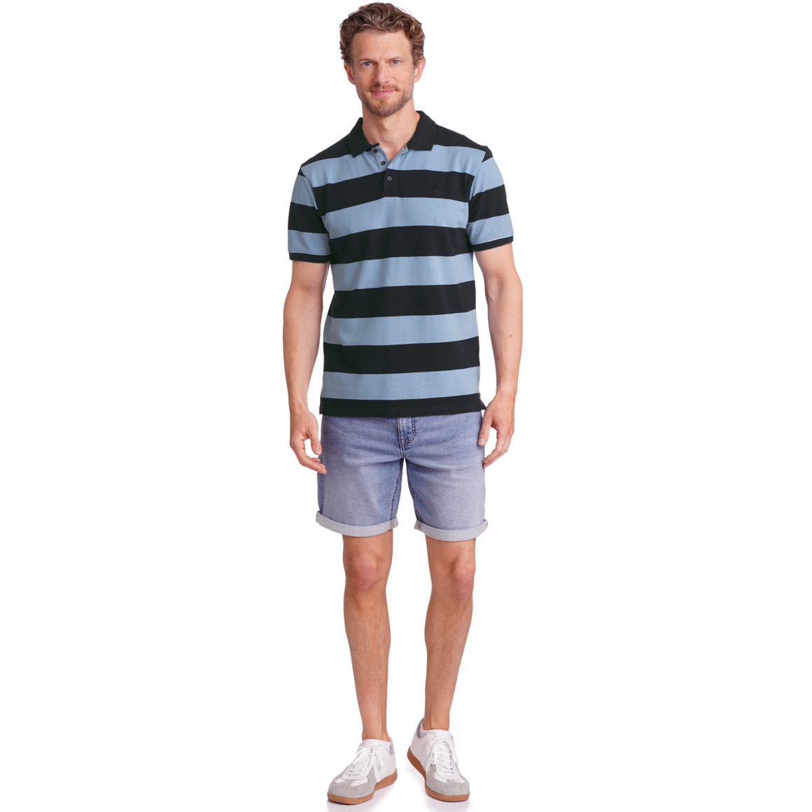 Jonas Nielsen Herren Poloshirt mit Streifen hellblau / dunkelblau