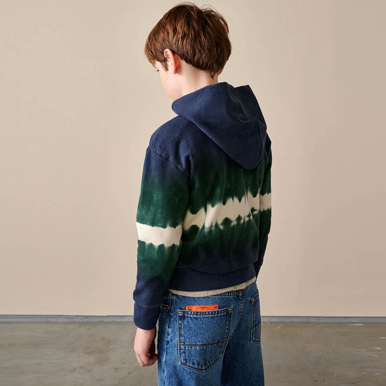 Bellerose Sweat Bincho en Coton organique tie & dye marine/vert
