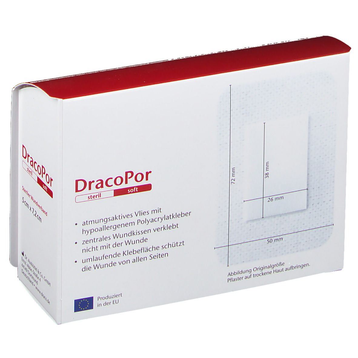 DracoPor Wundverband Soft weiß steril  7,2 x 5 cm