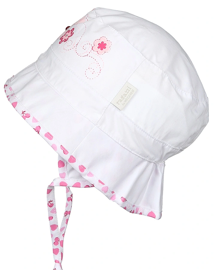 Häubchen SOMMERHERZ mit Strasssteinen in weiß/rosa