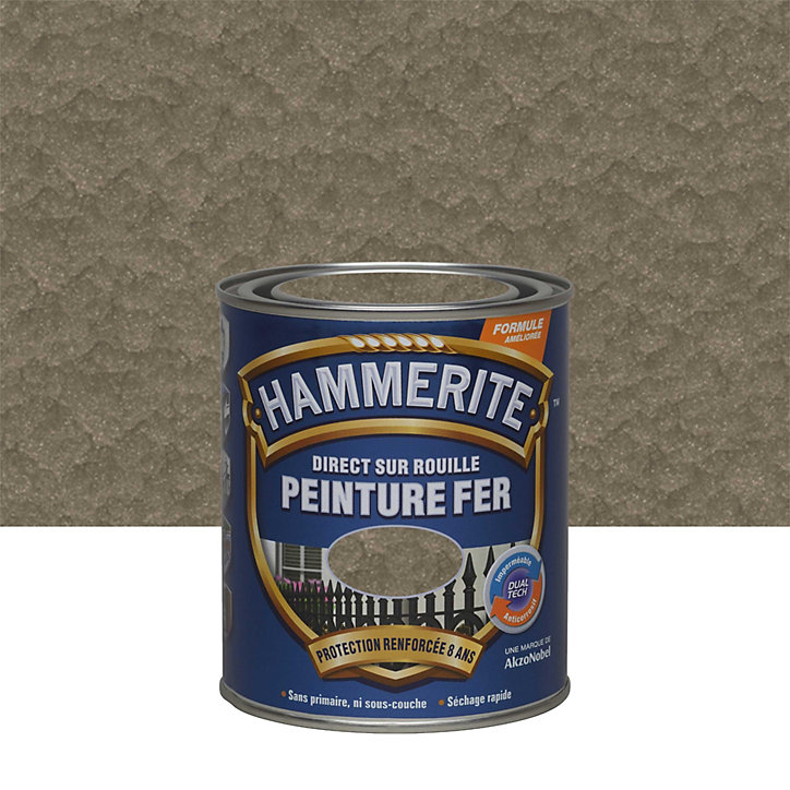 Peinture métal direct sur rouille Hammerite martelé bronze 0,75L