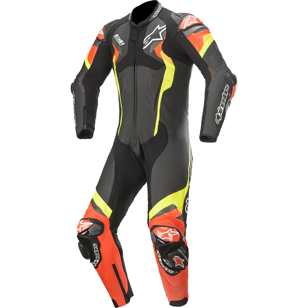 Alpinestars - Combinaison Atem V4 - 1 Pièce Noir / Rouge fluo / Jaune fluo