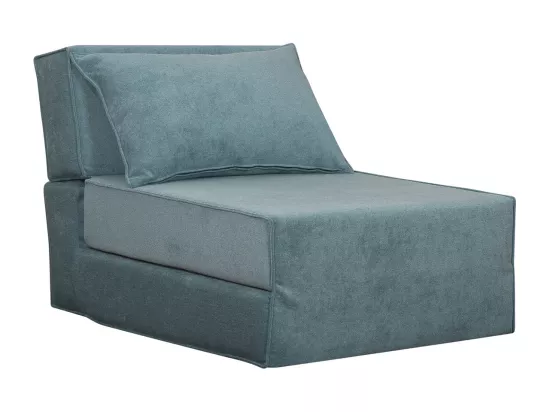 Chauffeuse 1 place convertible en tissu effet velours bleu VICTOR