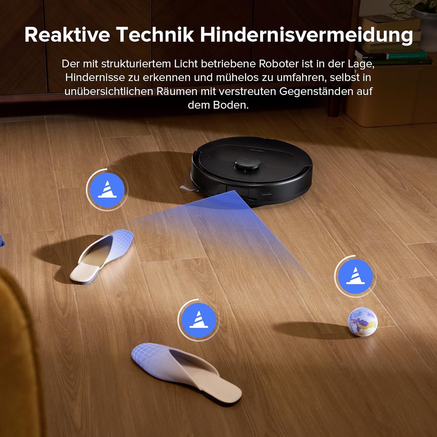 roborock QV 35S Saugroboter mit Wischfunktion, 10.000 Pa HyperForce Saugkraft, Anti-Tangle-Bürsten, Anhebbare Schleudermopps, Intelligente Hindernisvermeidung, Multifunktions-Dockingstation (Schwarz)