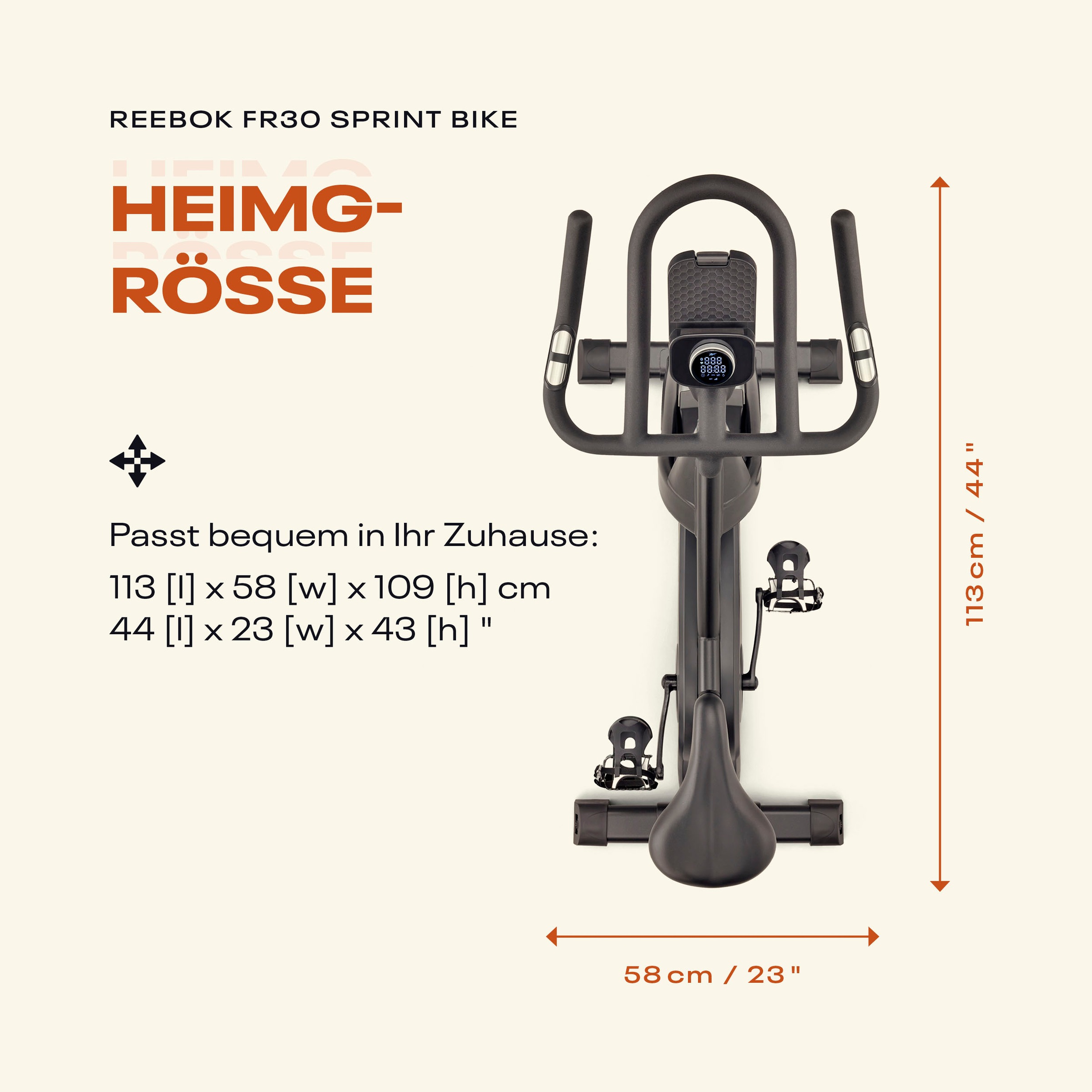 Reebok Speedbike »FR30 Speedbike« Schwungmasse ca. 6 kg, 32 Widerstandsstufen