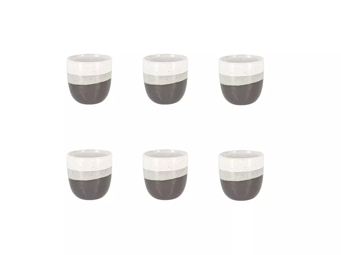 Novastyl - Lot 6 Tasses Expresso Riga 11cl Marron En Gres