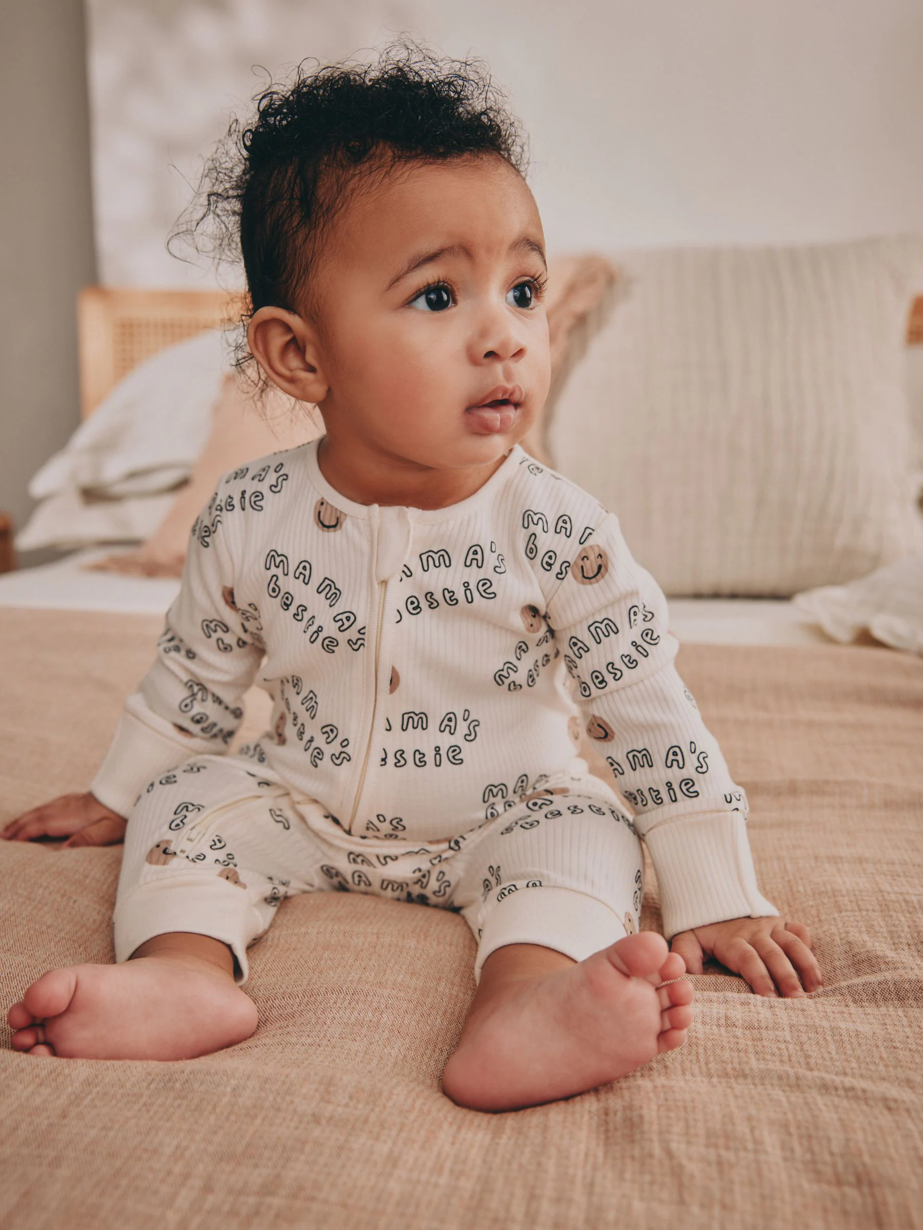 Crème - Family Two Way Zip Footless Baby Sleepsuit (0-18mths)