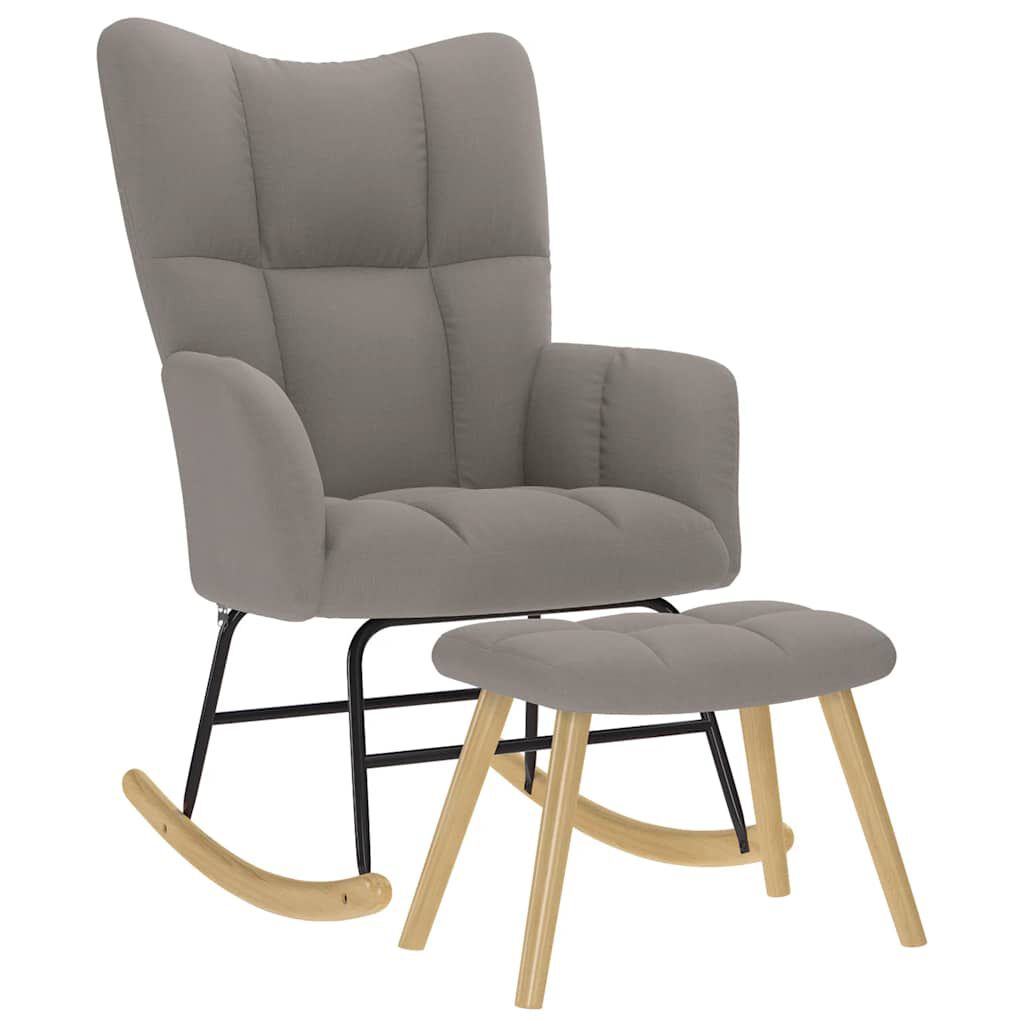 vidaXL Schommelstoel met voetenbankje, taupe, stoffen bekleding