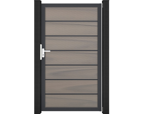Enkele poort GroJa Flex Grande Premium incl. sierlijsten DIN universeel kozijn antraciet zonder palen 150 x 180 cm bi-color gecoëxtrudeerd