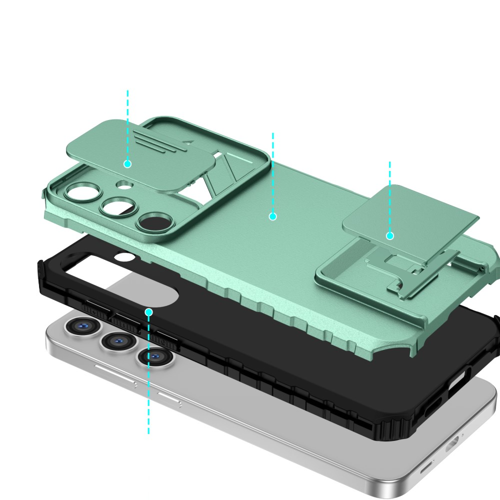 Samsung Galaxy S24 Hybrid Outdoor Hardcase Hülle mit Cam-Slider   Kickstand - Türkis (Matt)