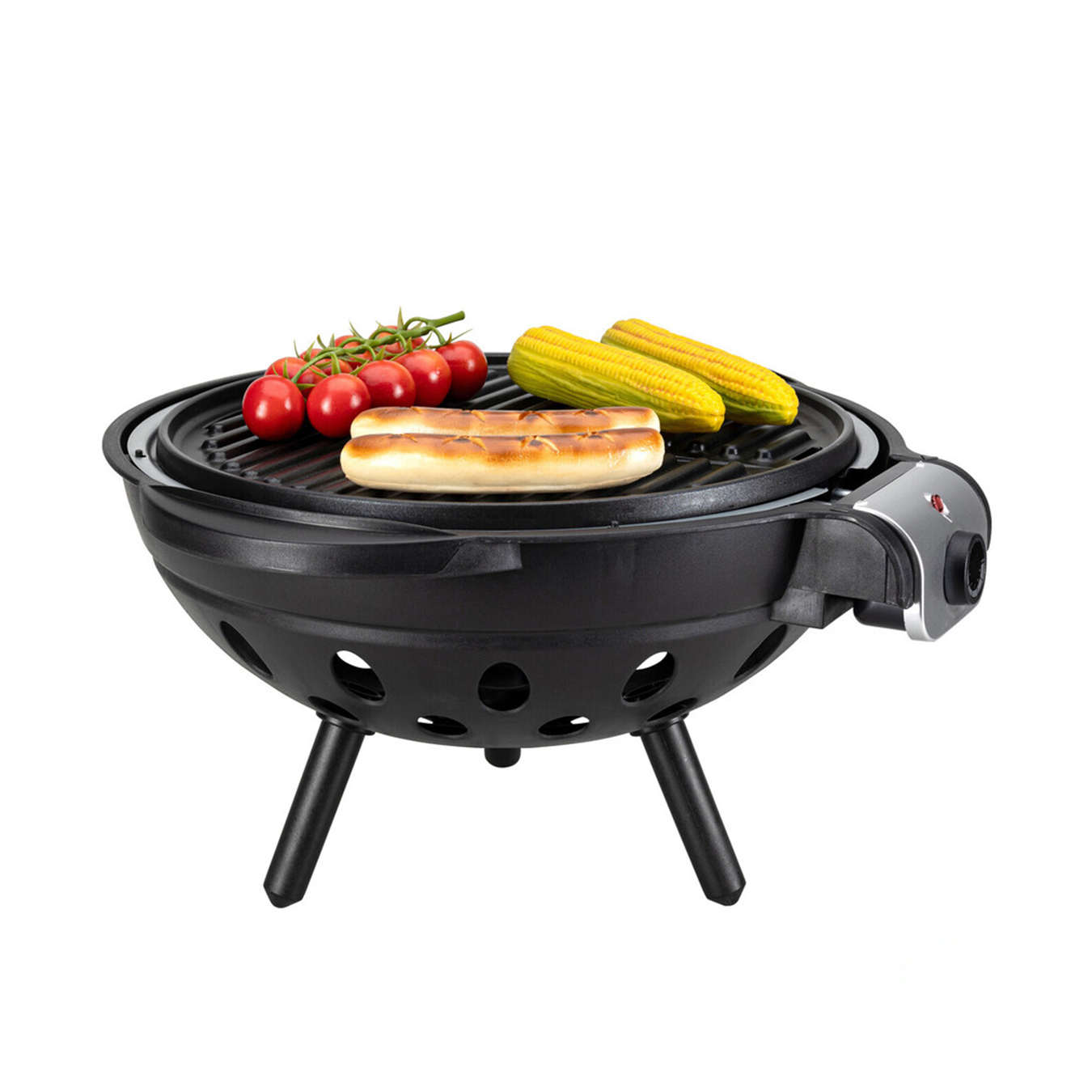 Big Globe Elektrogrill BBQ Kugelgrill Tischgrill mit Grillplatte / Deckel (404790)