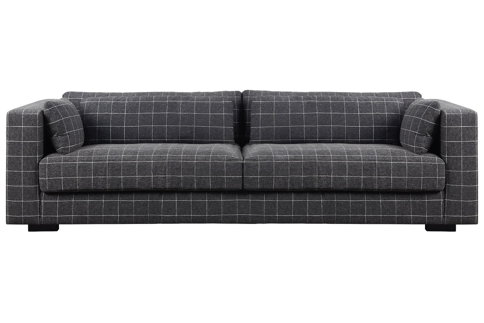 Bantry sofa 4-seter i tekstil Savanne Charcoal med sorte ben i tre.