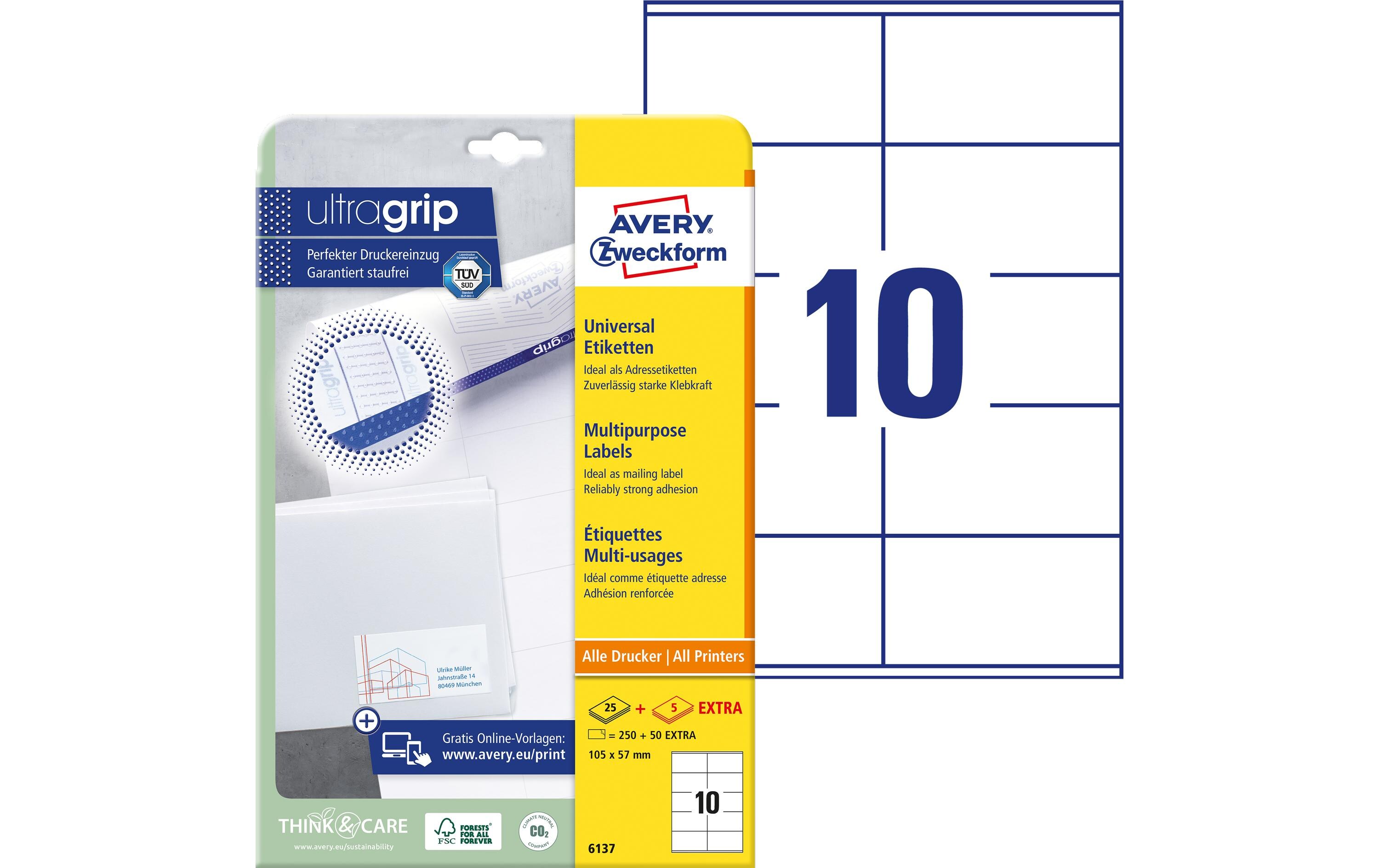Universal-Etiketten 6137, 105 x 57 mm, 30 BlattPermanent haftende Etiketten