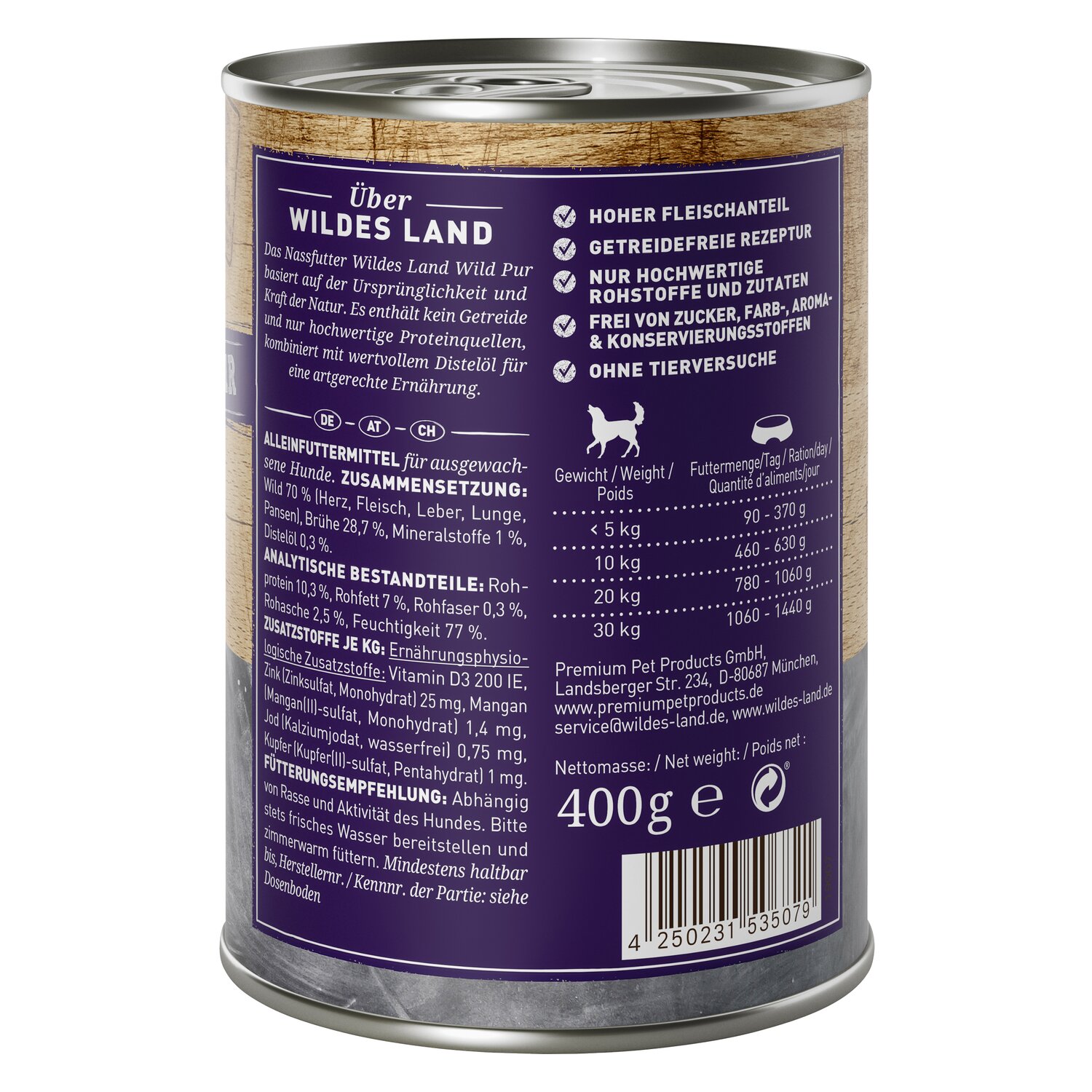 WILDES LAND Nassfutter PUR Adult  - Wild