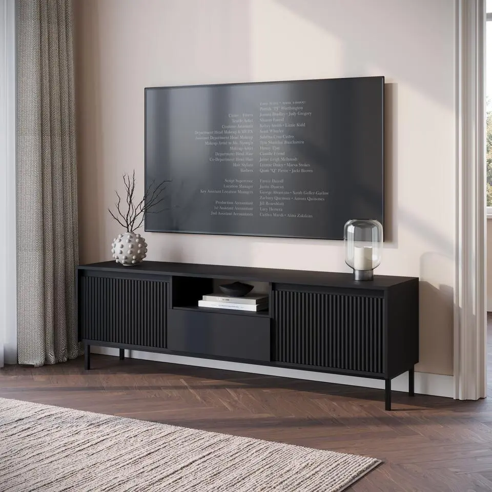 Meubella - TV-Meubel Orvana - Zwart - 174 cm