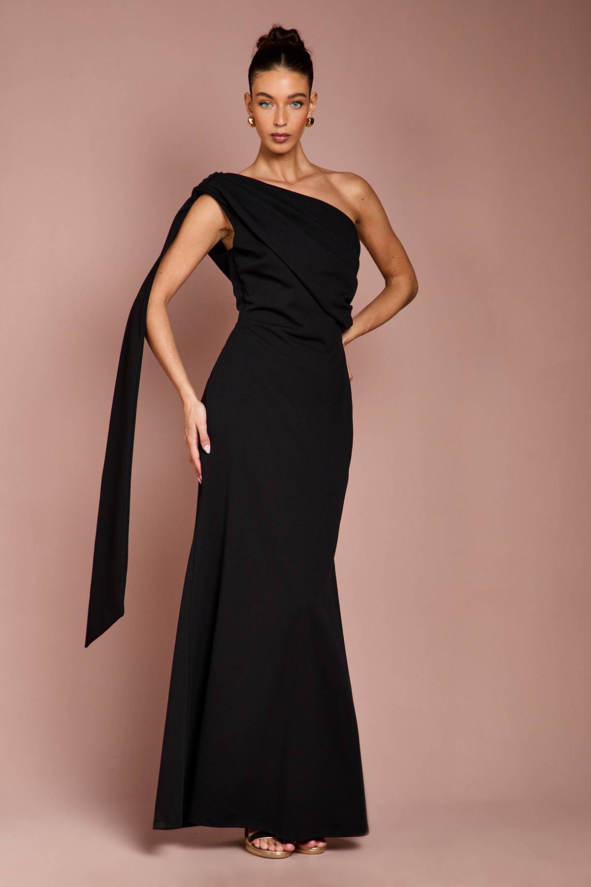 Coast Robe Longue en Crêpe Stretch à Une Épaule