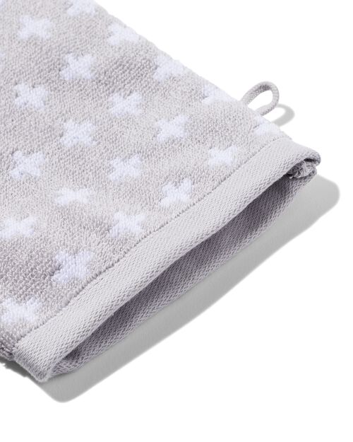 gant de toilette - qualité épaisse - gris clair à croix blanches