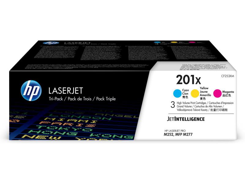 HP Toner Nr. 201X (CF253XM) Cyan/Magenta/Yellow Tonerkartusche