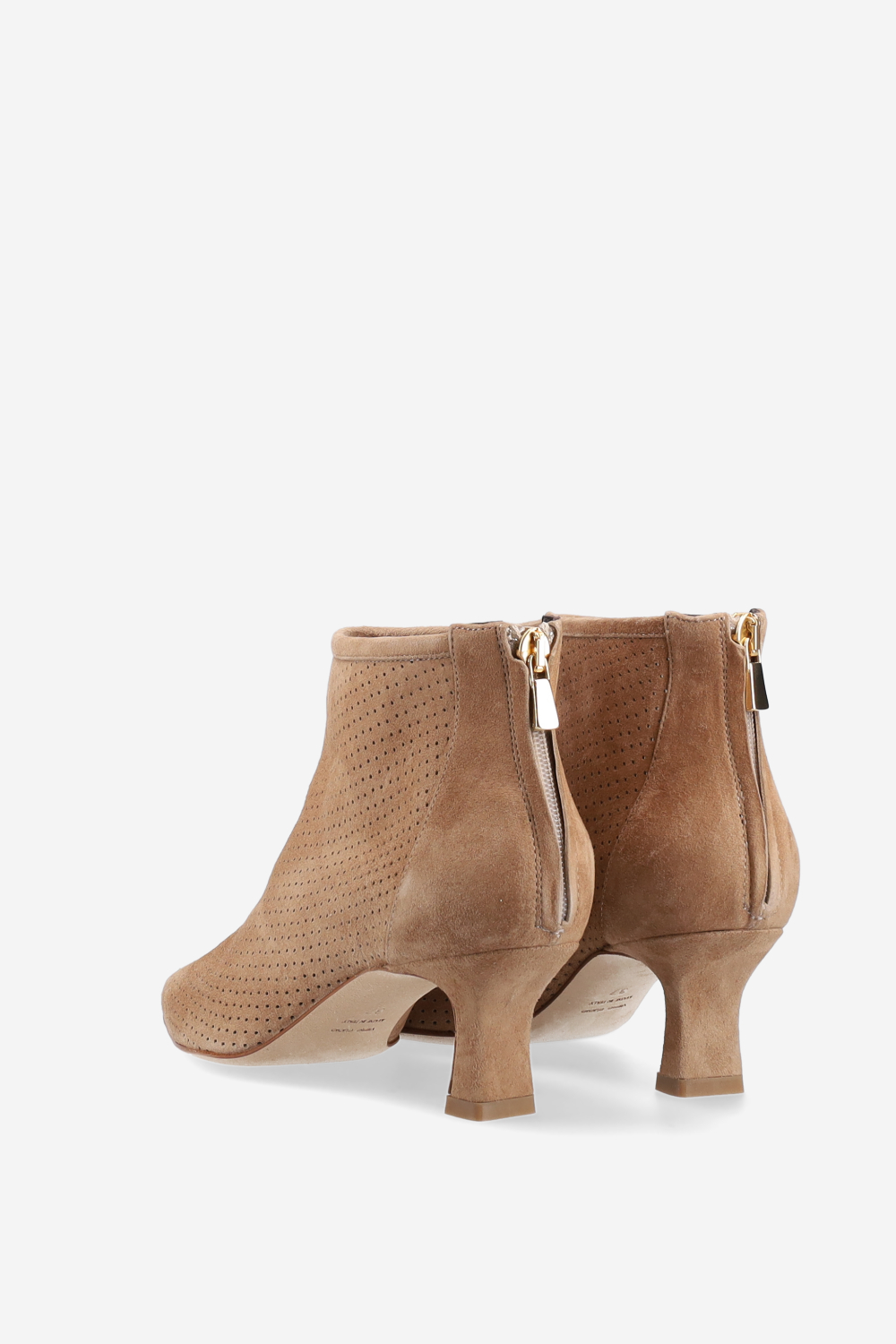 Perforated suede ankle boots