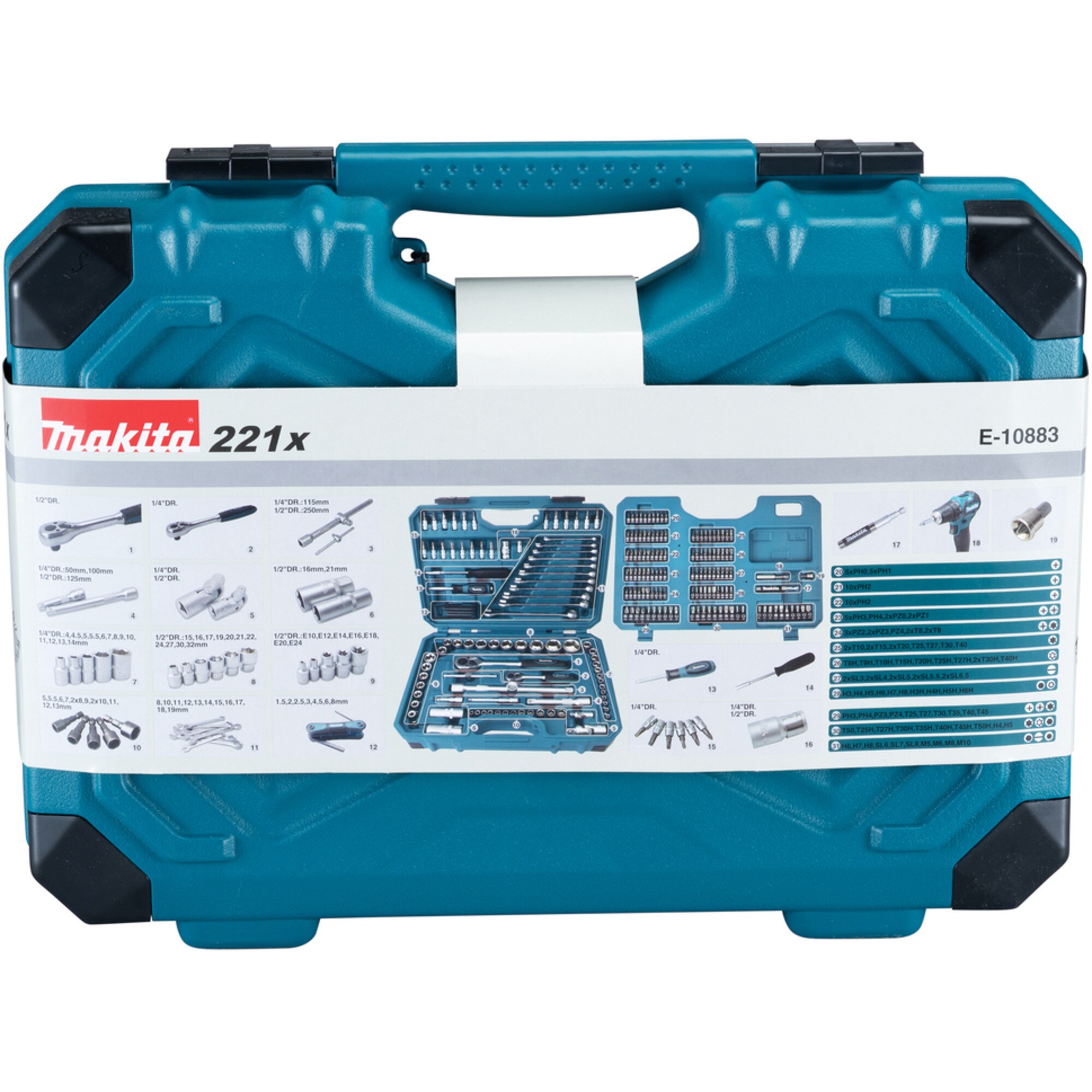 Makita Werkzeug-Set Handwerkzeug-Set E-10883, 221-teilig
