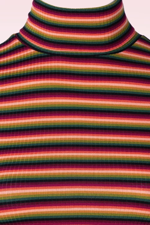 King Louie Mimmi stripe rollneck top in cabernet rood