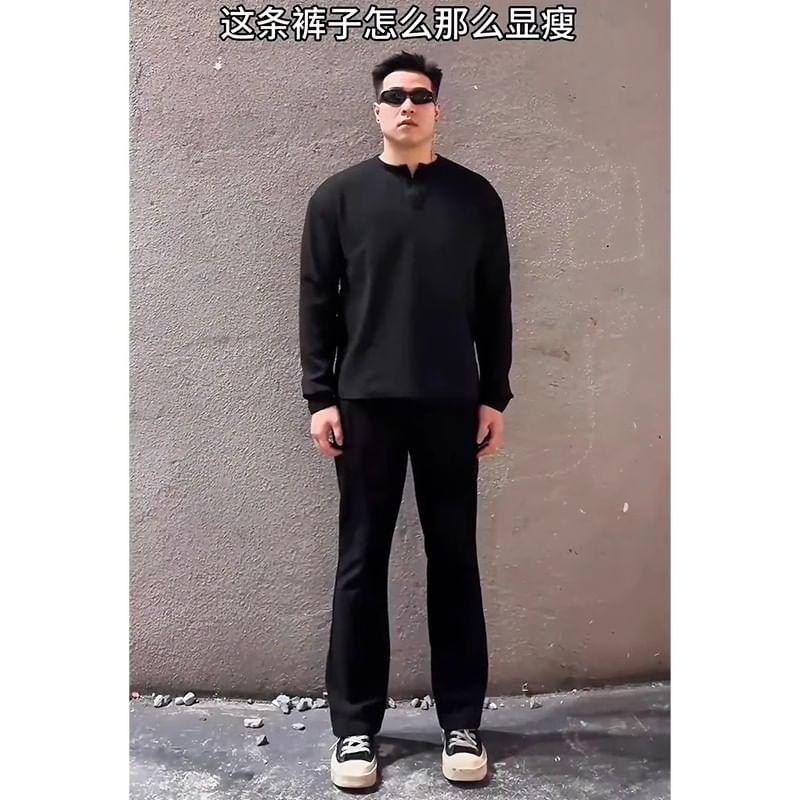 Chuoku - Mid Rise Plain Bootcut Dress Pants