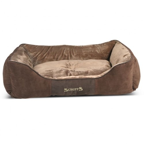 Cama retangular para animais de estimação, marrom