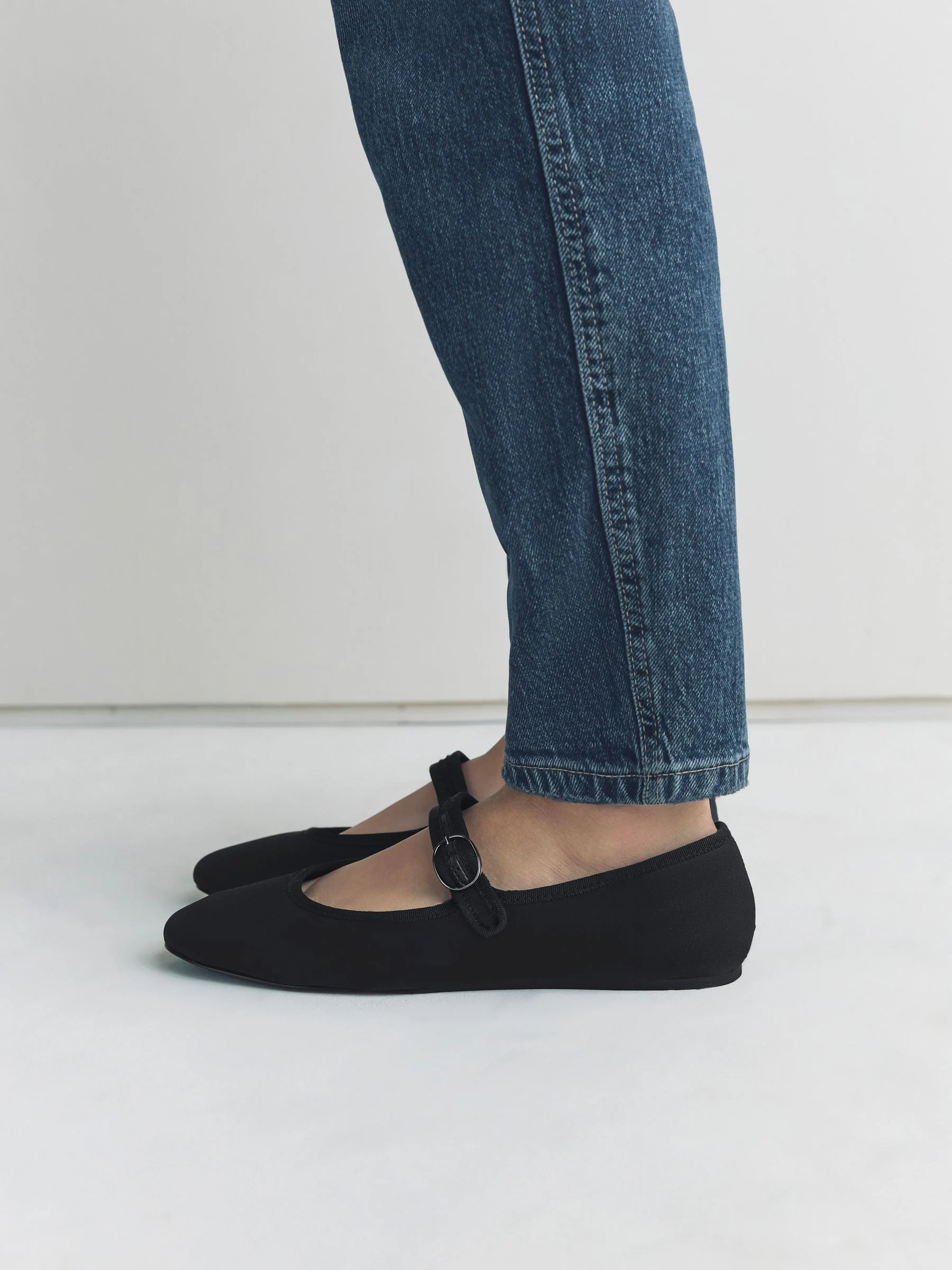 Zwarte satijn - Forever Comfort Round Toe Buckle Detail Mary Jane Shoes