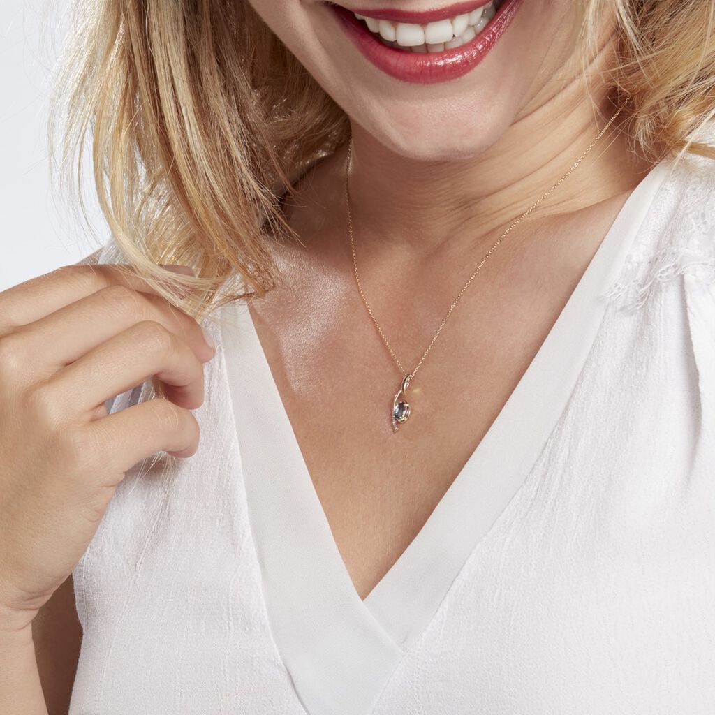 Collier Or Jaune Sagesse Topaze Oxydes De Zirconium
