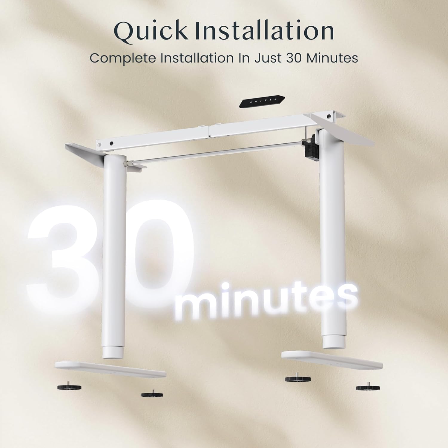 FLEXISPOT CylineX Höhenverstellbarer Schreibtisch – mit elegant abgerundeten Tischbeinen (runde Form), harmonisches Design, 71–118 cm Höhe, 80 kg Tragkraft, Anti-Kollisionsschutz (Frost)