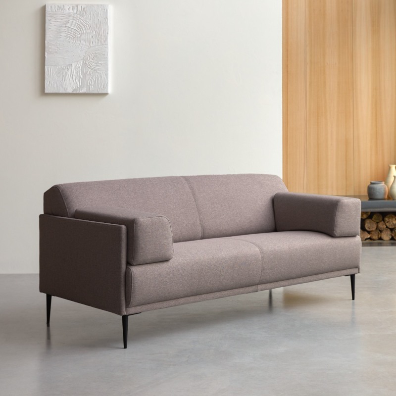 Canapé droit Finn en tissu, 3 places, gris taupe