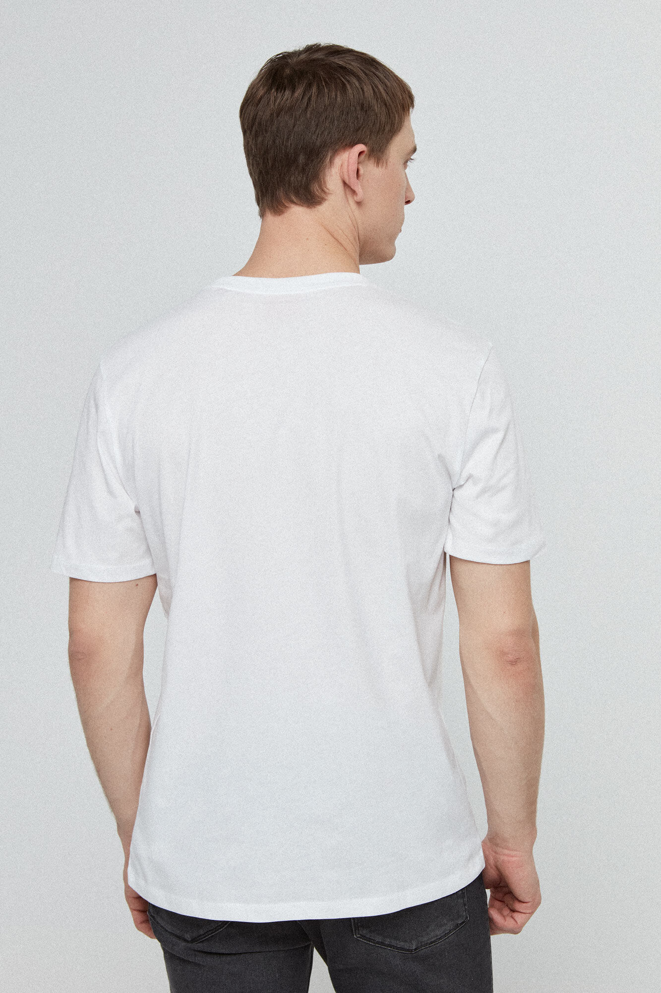 camiseta de gola redonda - branca