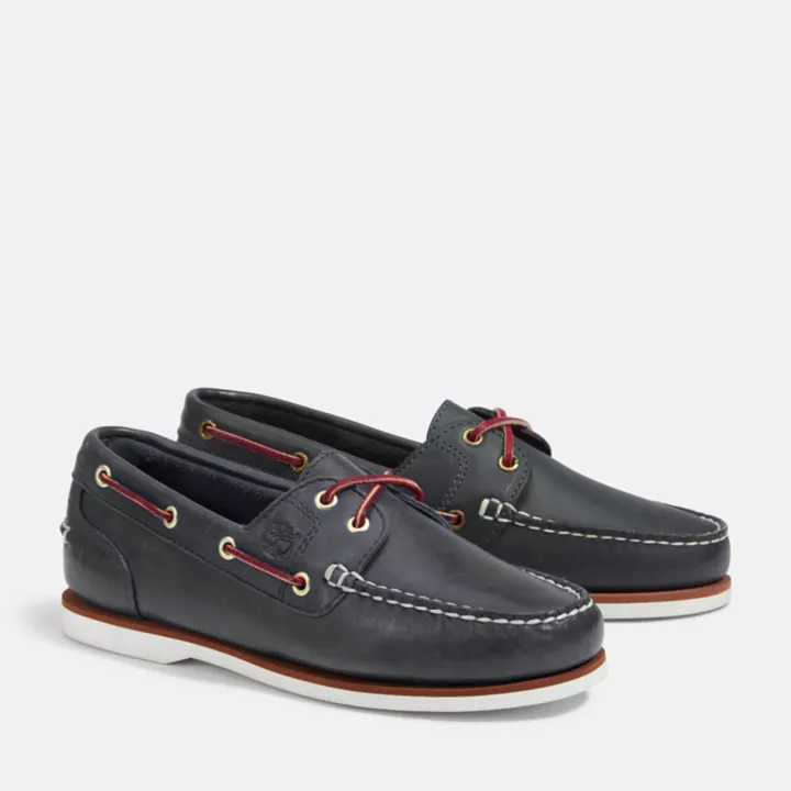 Chaussure bateau classique pour femme en bleu foncé
