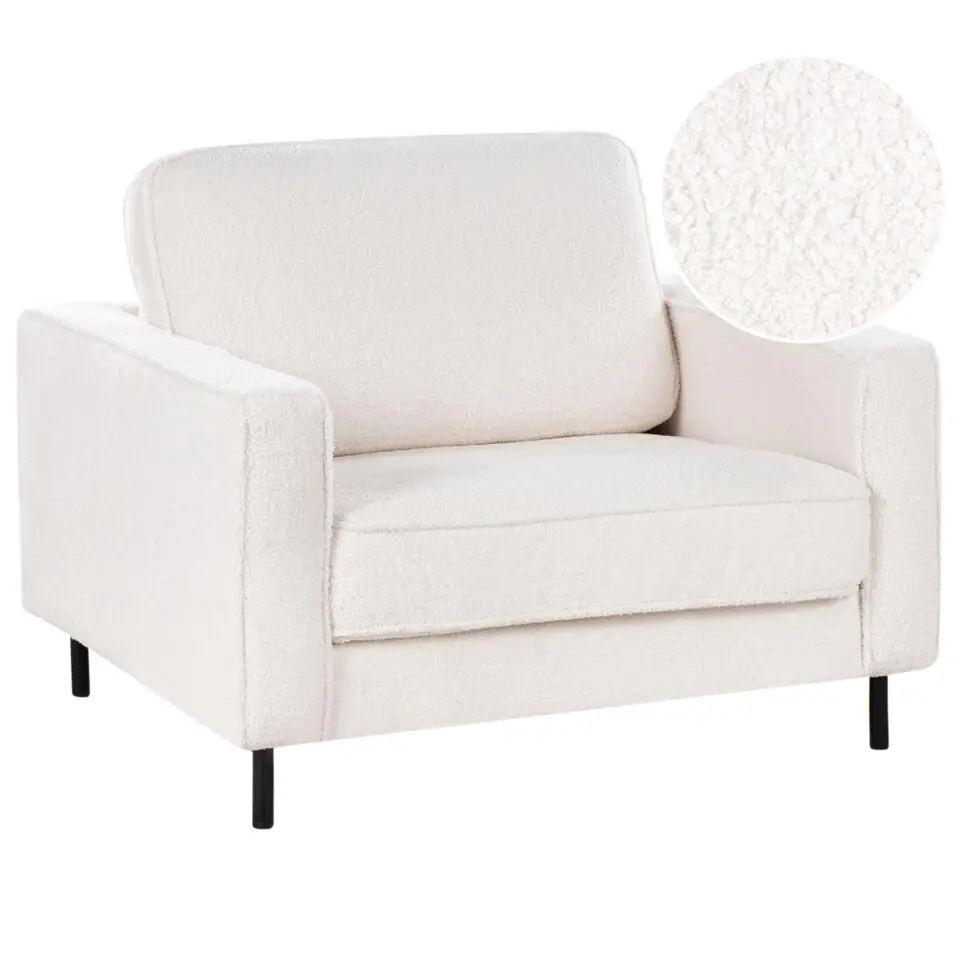 SAVALEN - Fauteuil - Wit - Bouclé